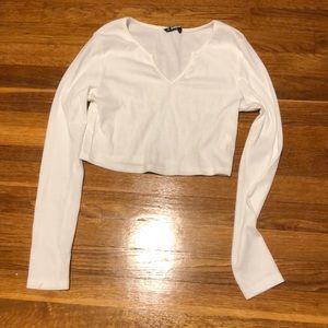 Long sleeve v-neck cropped top